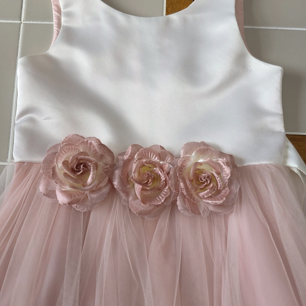 Petite Adele Pink and White Girls Formal Dress Size 7